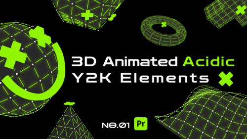 3D Animated Acidic Y2K Elements For Premiere Pro - 50864701