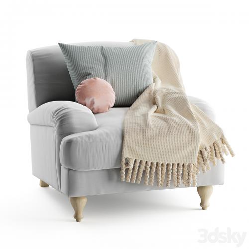 Rose fabric armchair