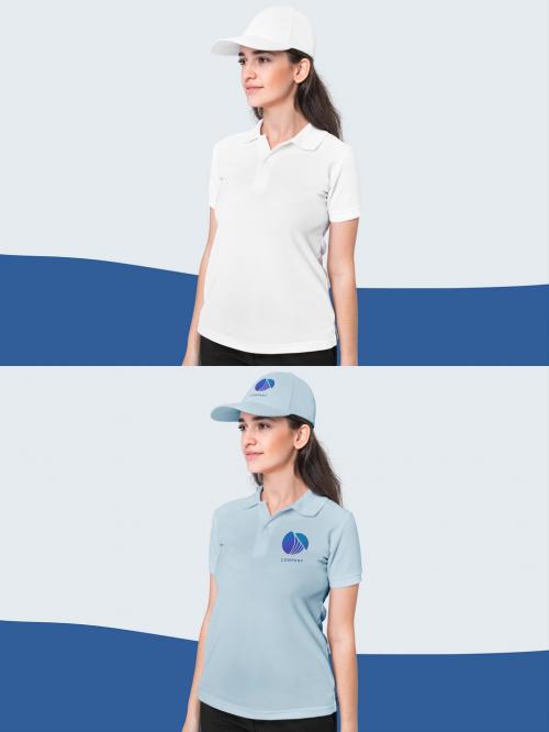 Hat and Polo Shirt Mockup for Food Service and Retail Uniform - 452599150