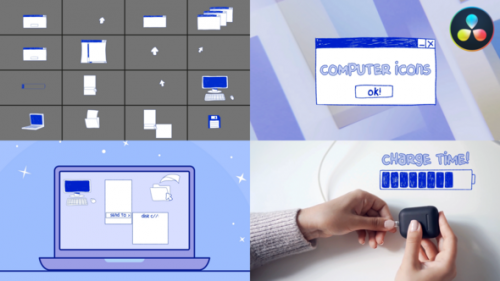 Computer Interface Icons Hand Drawn for DaVinci Resolve - 50893135