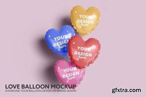 Heart Foil Balloon Mockups Collections 14xPSD