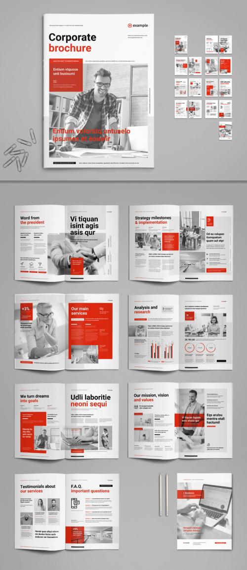 Business Brochure Layout with Red Accents - 461516082