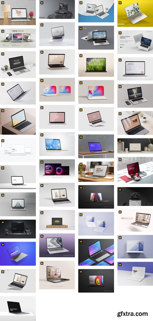 Laptop Mockups 120xPSD Premium Mockup Collections