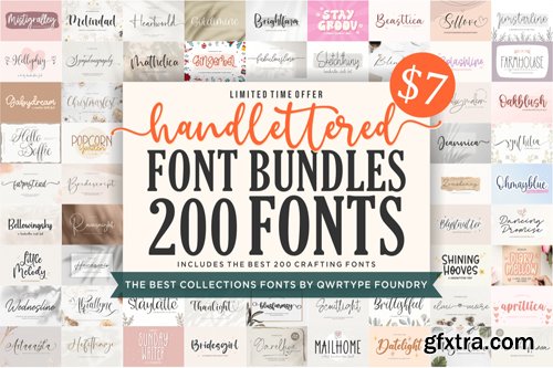 Hand Lettered Font Bundle - 200 Premium Fonts