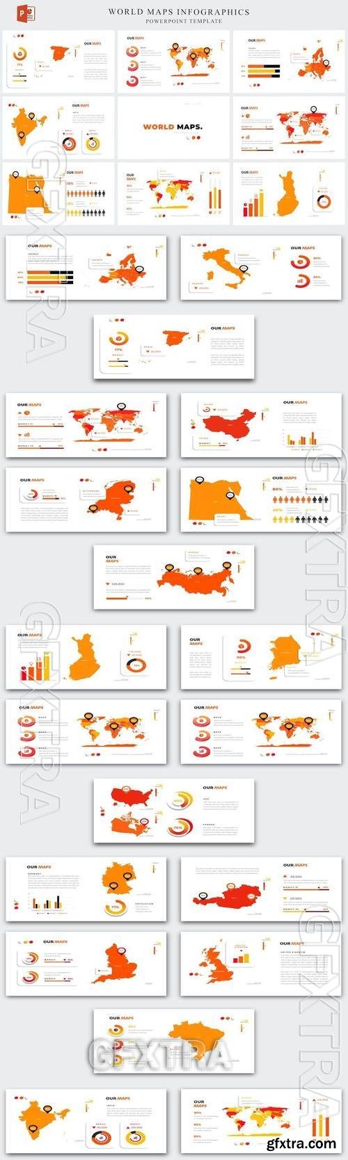 World Maps Infographics Powerpoint Template KGF788S