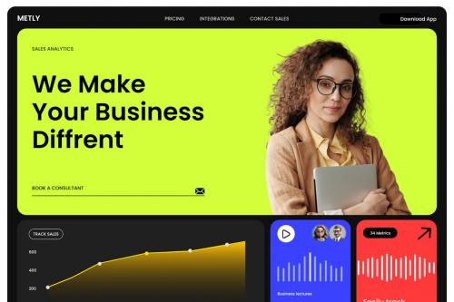Metly - Business Website Hero UI