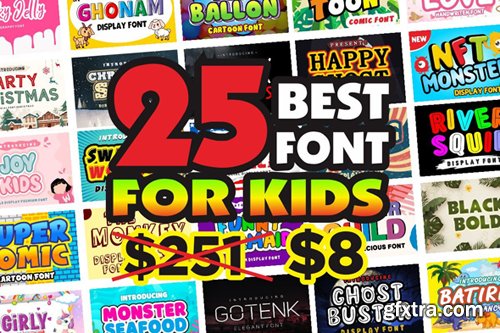 Kids Font Collection Bundle - 25 Premium Fonts