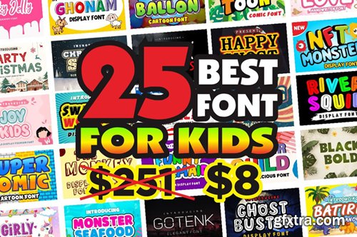 Kids Font Collection Bundle - 25 Premium Fonts