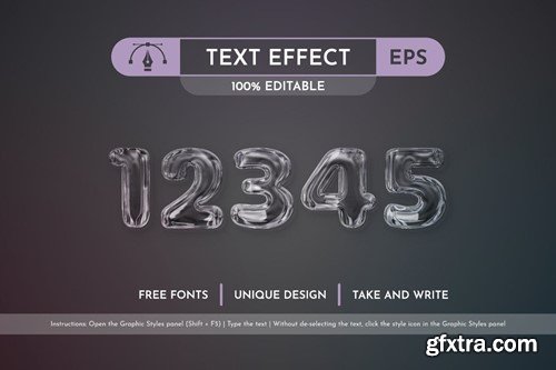 Glass Editable Text Effect, Graphic Style WGR92G8