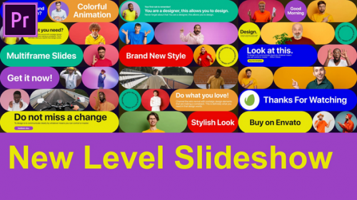New Level Slideshow Colorful Gallery Opener MOGRT for Premier Pro - 51128976