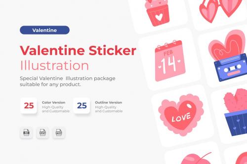 Valentine Sticker Illustrations Collections