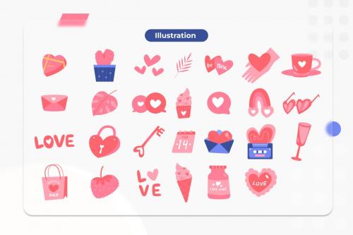 Valentine Sticker Illustrations Collections