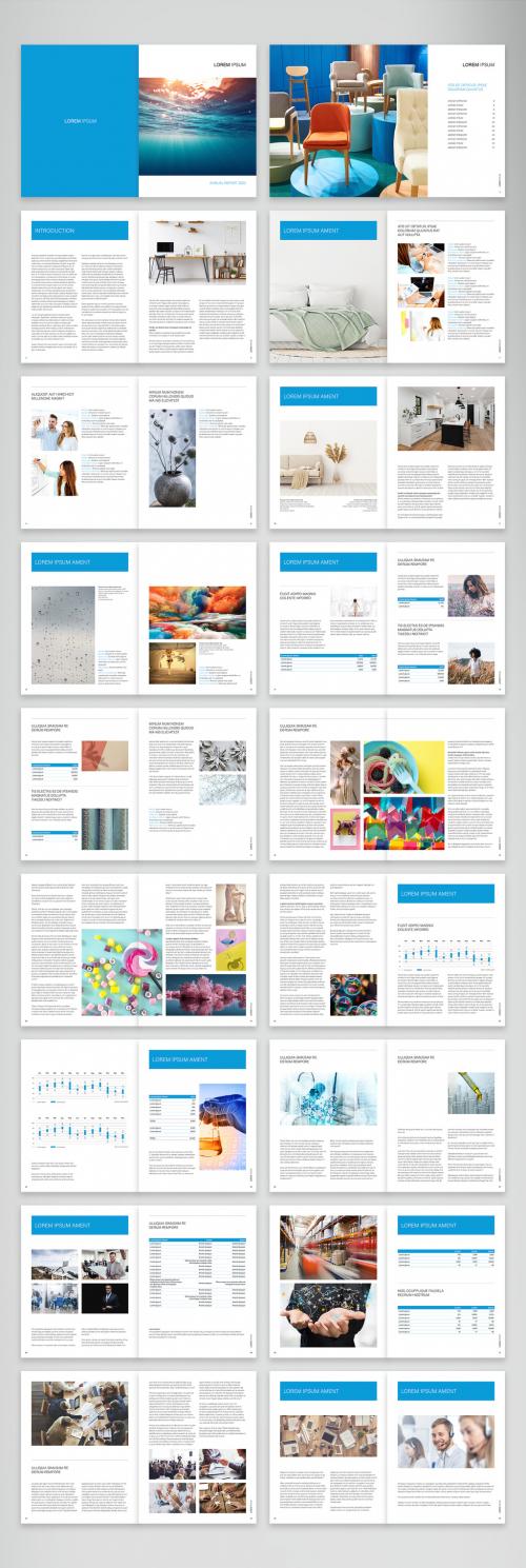 Annual Report Layout with Blue Accents - 472107381