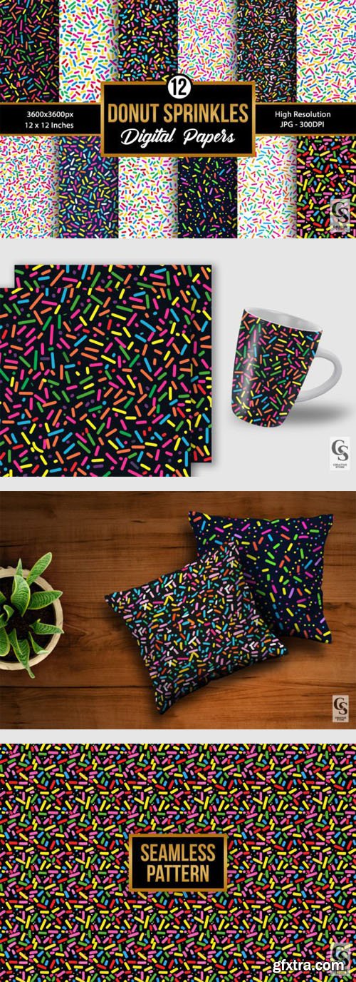 Seamless Donut Sprinkles Patterns