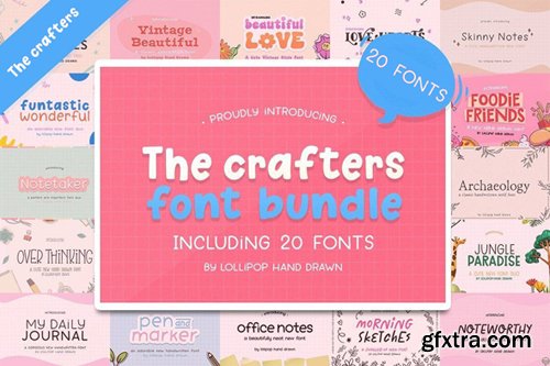 The Crafters Font Bundle - 20 Premium Fonts
