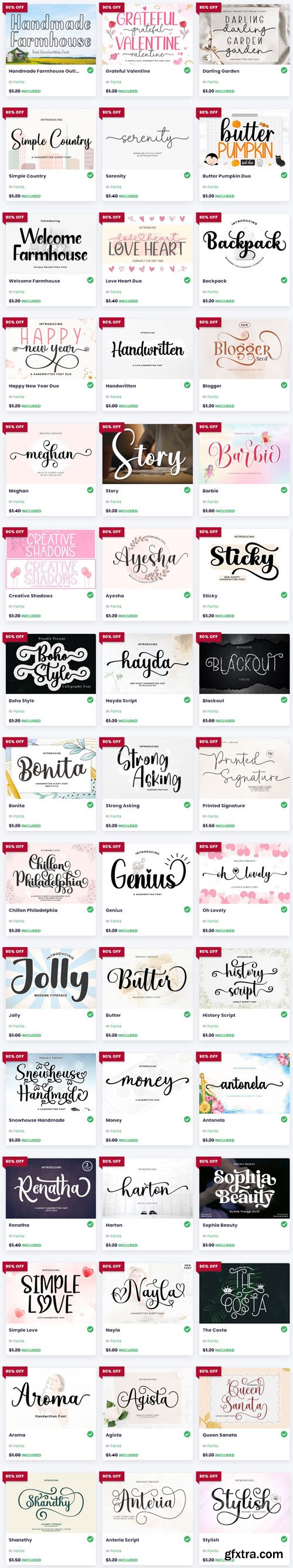 The Stylish Script Font Bundle - 45 Premium Fonts