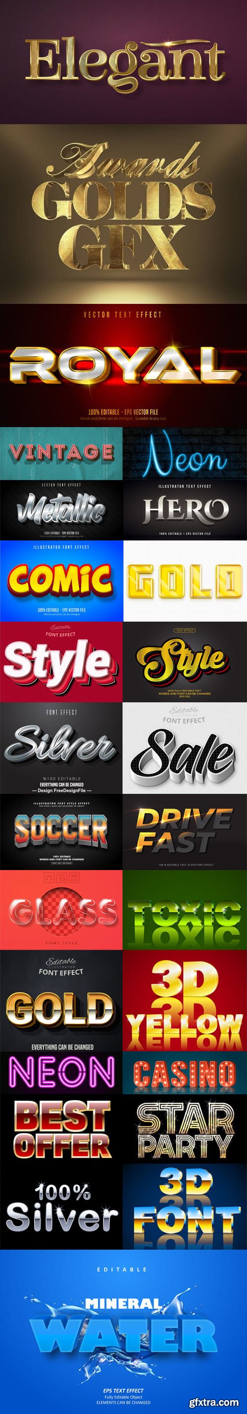 20+ Elegant 3D Editable Text Effects for Photoshop & Illustrator