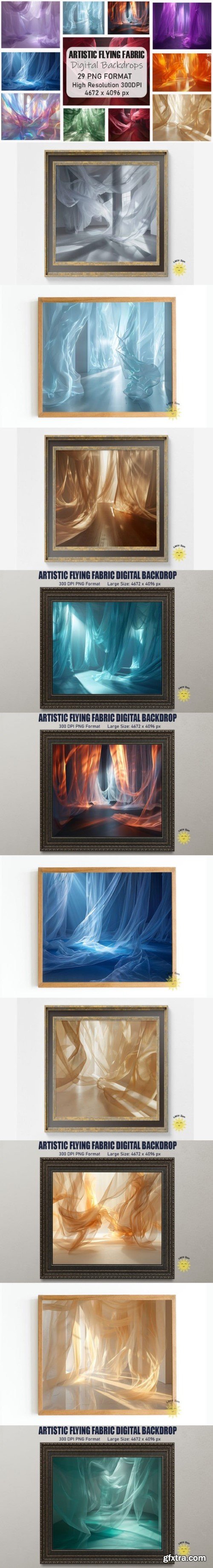 Artistic Flying Fabric Digital Backdrops