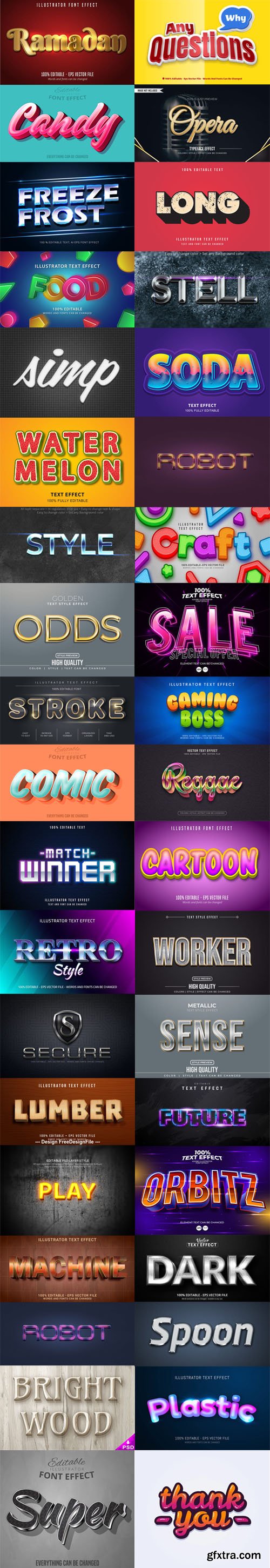 30+ Elegant 3D Editable Text Effects for Photoshop & Illustrator [Vol.2]