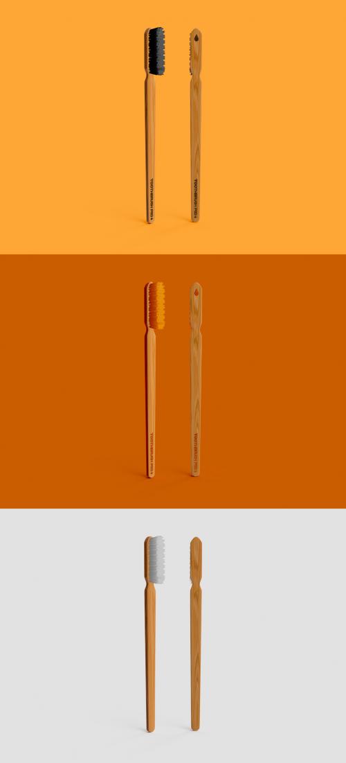 Front and Back View of Wooden Toothbrush