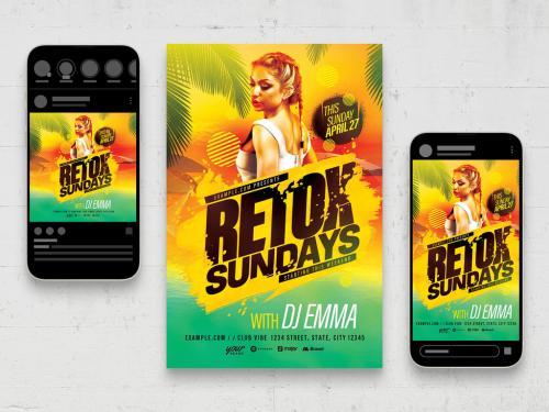 Tropical Summer Beach Party Club Flyer Layout