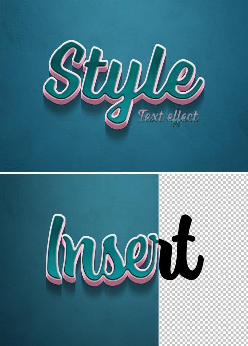 3D Text Effect Mockup with Stroke and Shadow