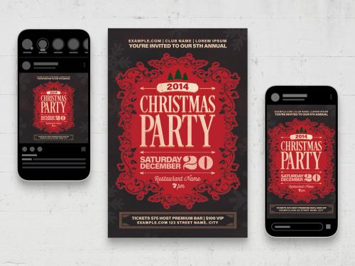 Typographic Christmas Party Flyer Event Invitation