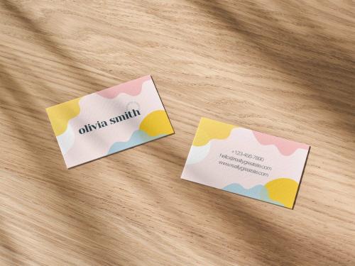 Business Cards Mockup on a Wooden Surface