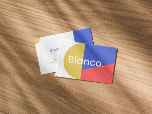 Business Cards Mockup on a Wood Table