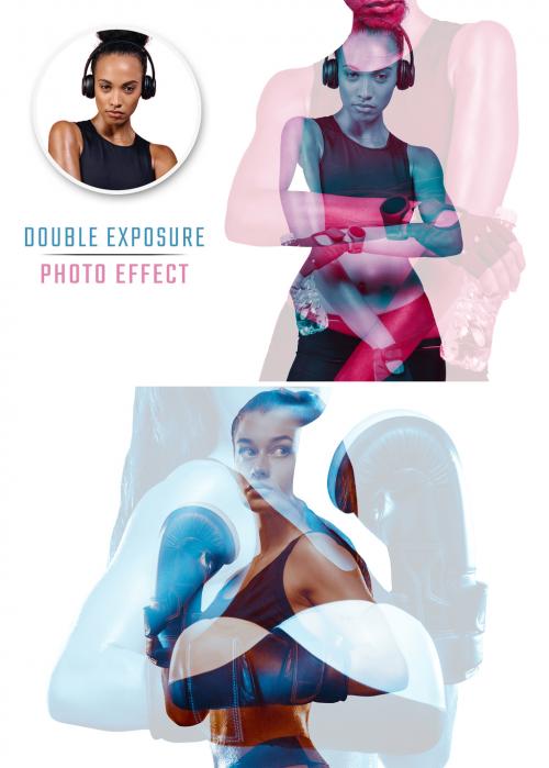Double Color Exposure Photo Effect Mockup