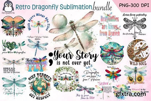 Retro Dragonfly Sublimation Bundle