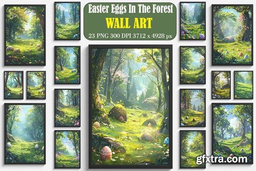 Beautiful Easter Eggs in the Forest Art Bundle