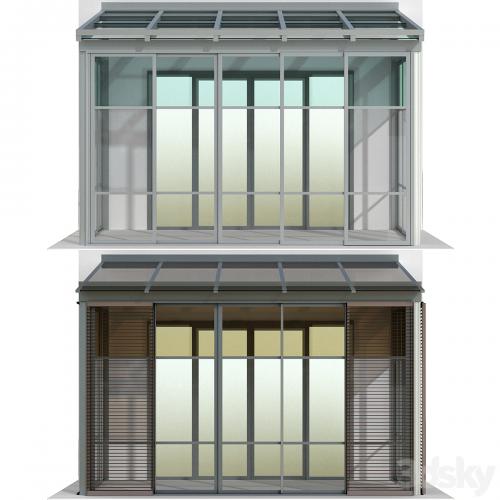 Metal glazed veranda terrace