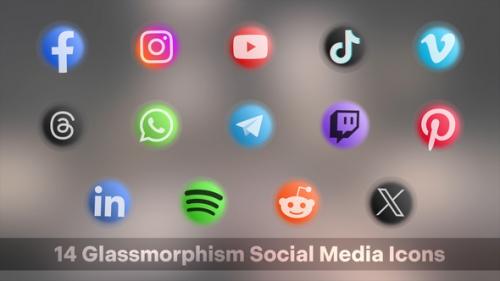 Glassmorphism Social Media Icons - 51411403