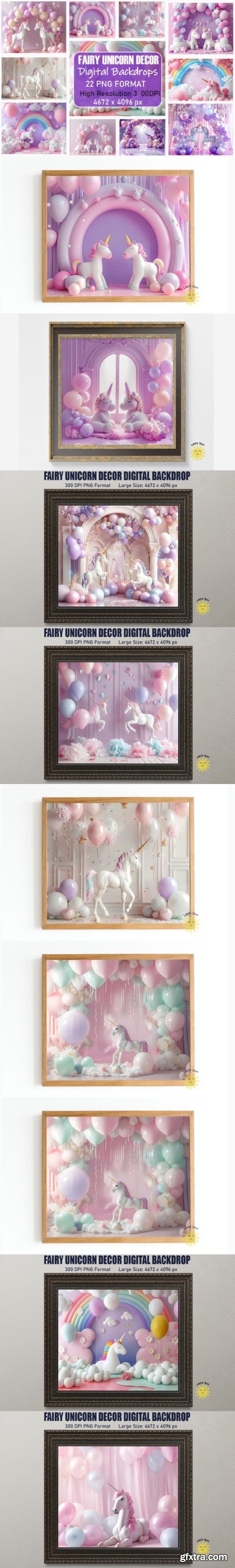 Fairy Unicorn Decor Digital Backdrops