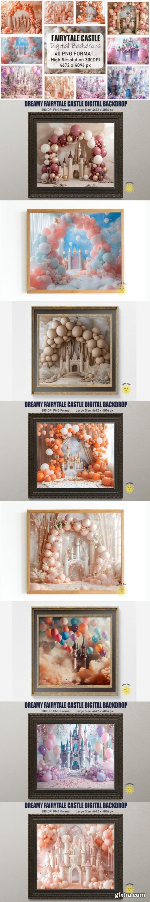 Dreamy Fairytale Castle Digital Backdrop