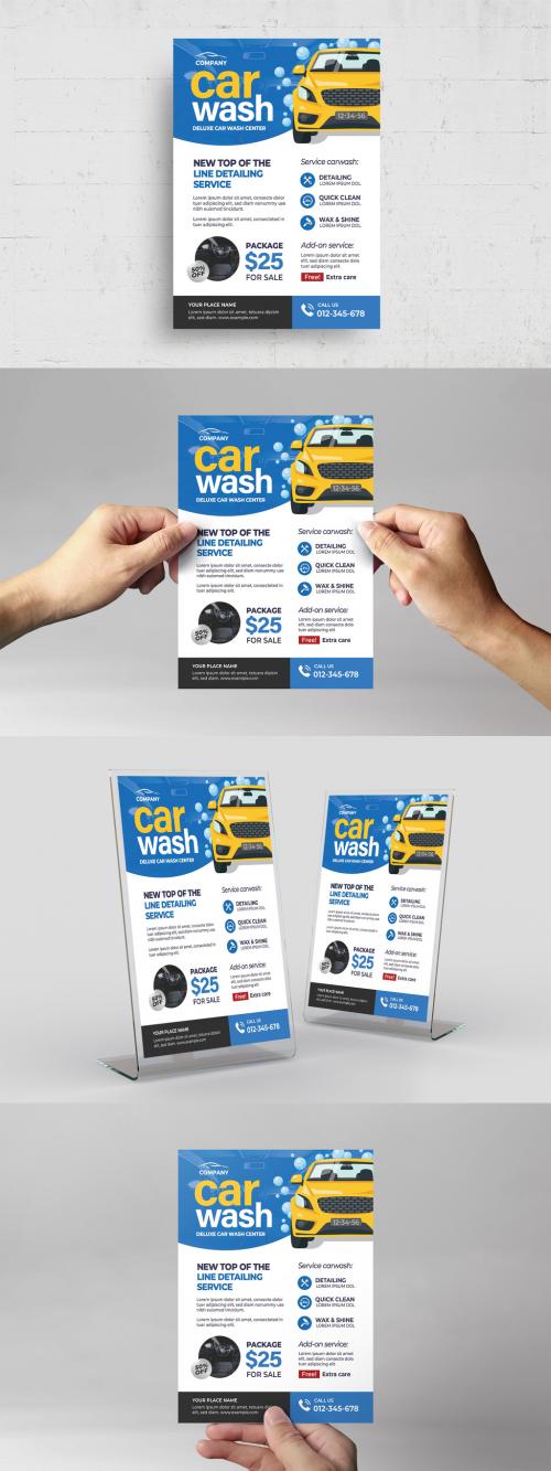 Car Wash Garaga Flyer Poster Layout