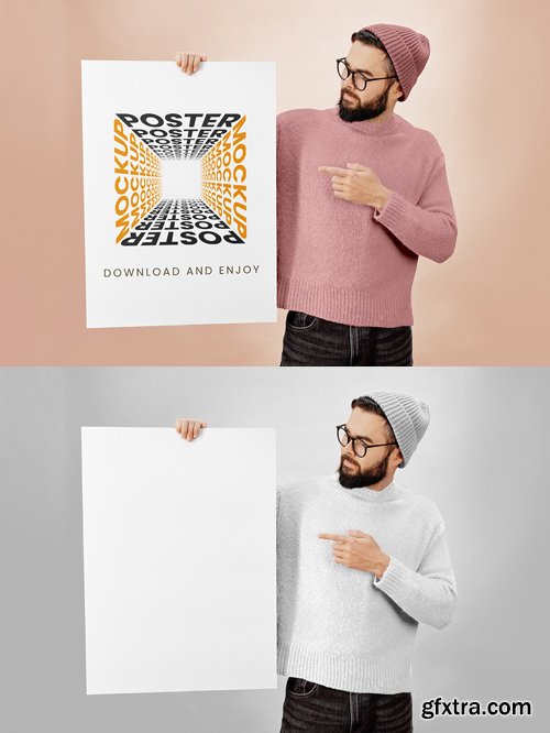 Poster in Hand PSD Mockup Template