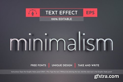 Minimalism Editable Text Effects, Graphic Styles UW2F2ER