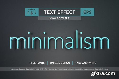 Minimalism Editable Text Effects, Graphic Styles UW2F2ER