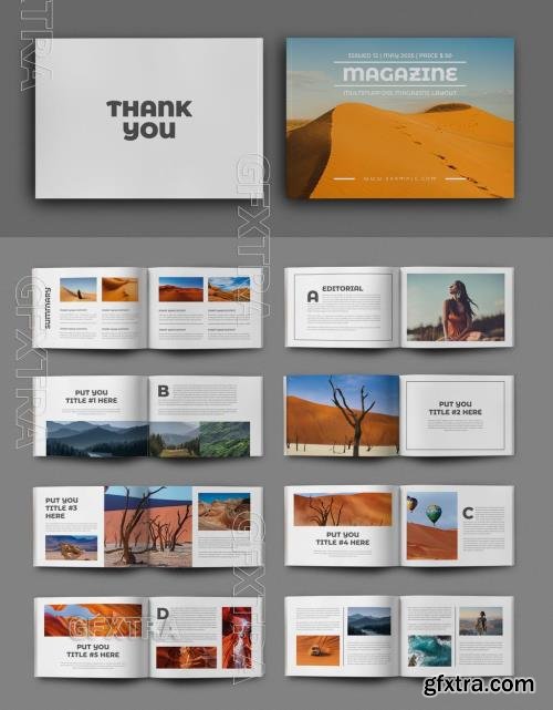 Magazine Layout With Orange Accents 718529865 Magazine Layout With Orange Accents 718529865