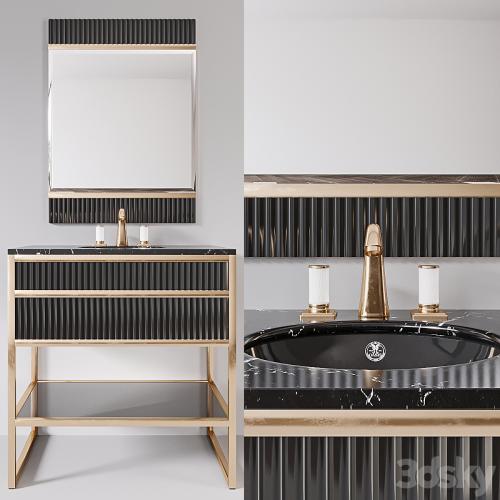 Academy nero marquinia black glass Console by Oasis Group