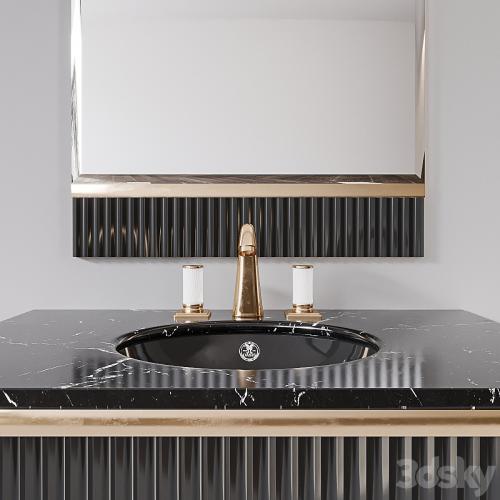 Academy nero marquinia black glass Console by Oasis Group