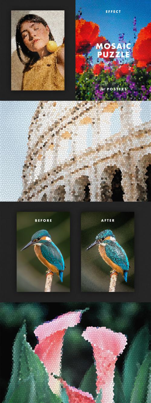 Glass Mosaic Poster Photo Effect Mockup