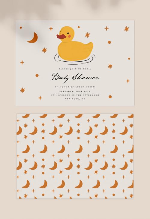 Baby Shower Invitation Card with Duck and Stars
