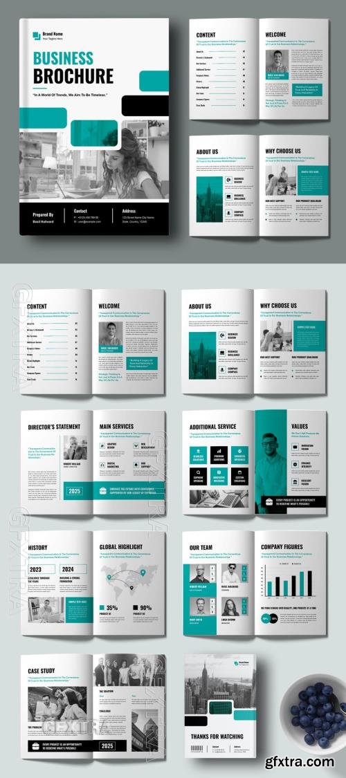 Business Plan Layout With Blue Accents 722994651