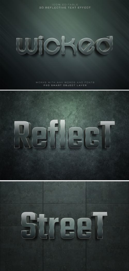 3D Glossy Text Effect Mockup with Reflective Metal Style