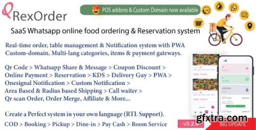 CodeCanyon - QrexOrder - SaaS Restaurant / QR Menu / WhatsApp Online ordering / Reservation system v3.1.9 - 31309089 - Nulled
