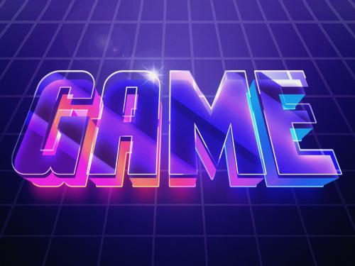 Retro 3D Game Text Effect Mockup