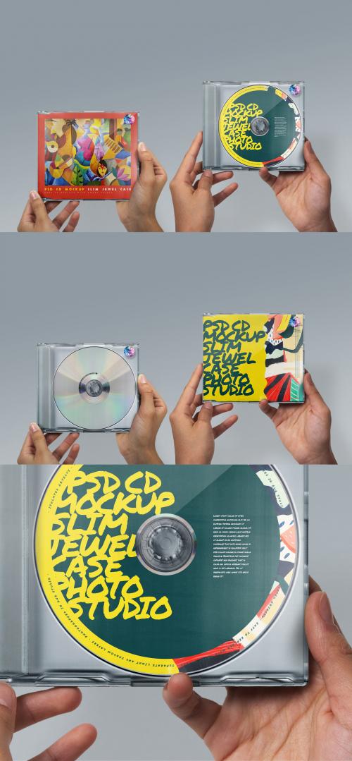 Hands Holding CD Mockup Jewel Case Slim